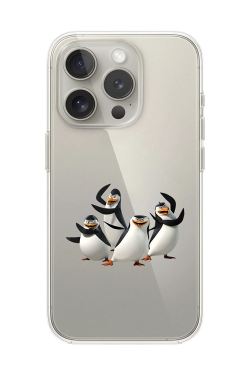 İphone 13 Pro Max Uyumlu Şeffaf Kılıf Cartoon Madagaskar Penguenleri 8 Tasarımlı