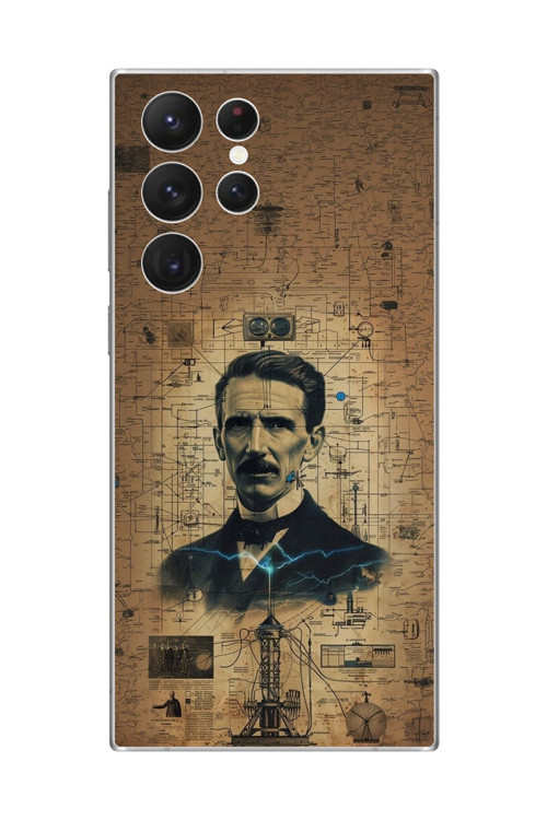 Samsung Galaxy S22 Ultra Uyumlu Şeffaf Kılıf Nicola Tesla Tasarımlı