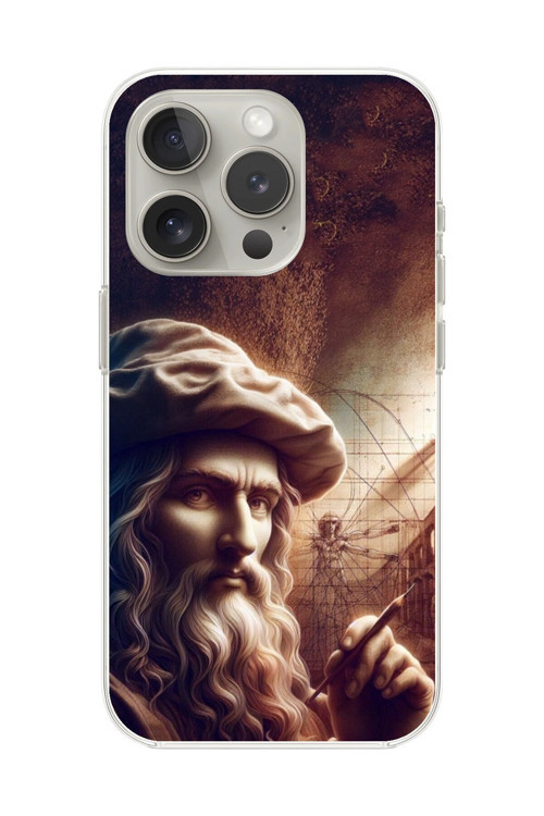 İphone 13 Pro Max Uyumlu Şeffaf Kılıf Leonardo Da Vinci Tasarımlı