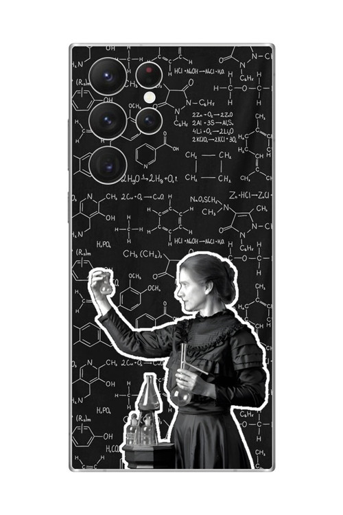 Samsung Galaxy S22 Ultra Uyumlu Şeffaf Kılıf Marie Curie Tasarımlı