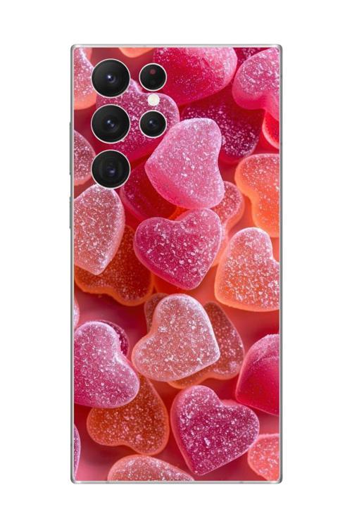 Samsung Galaxy S22 Ultra Uyumlu Şeffaf Kılıf Şeker Tasarımlı