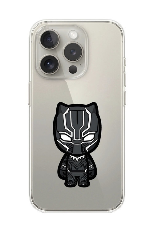 İphone 16 Pro Max Uyumlu Şeffaf Kılıf Chibi Black Panther 6 Tasarımlı