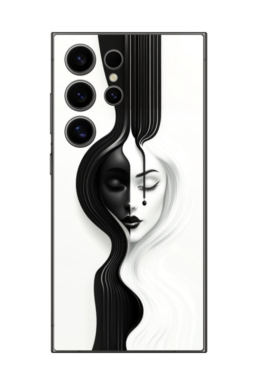 Samsung Galaxy S24 Ultra Uyumlu Şeffaf Kılıf Estetik Yüz 3 Tasarımlı