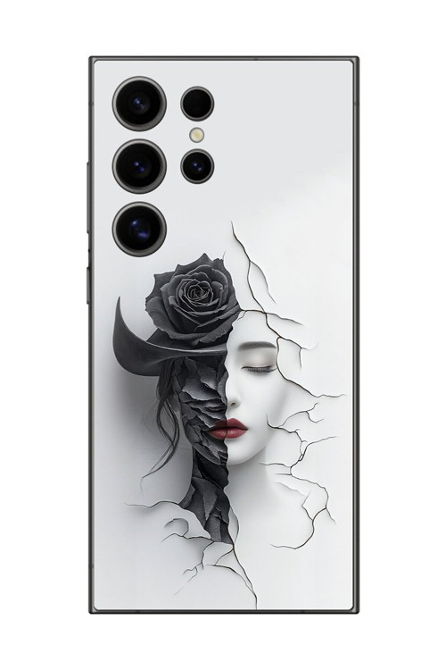 Samsung Galaxy S24 Ultra Uyumlu Şeffaf Kılıf Estetik Yüz 4 Tasarımlı