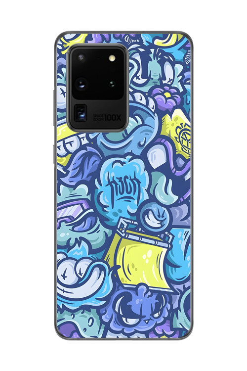 Samsung Galaxy S20 Ultra Uyumlu Şeffaf Kılıf Graffiti 9 Tasarımlı