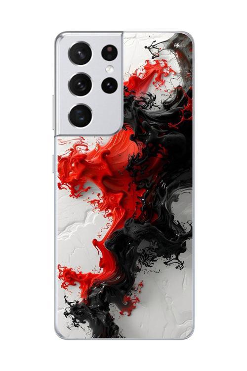 Samsung Galaxy S21 Ultra Uyumlu Şeffaf Kılıf Renkli Boya 1 Tasarımlı