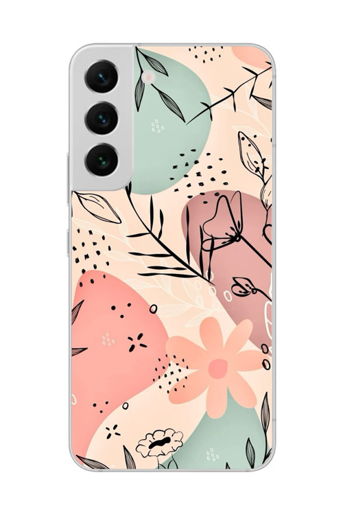 Samsung Galaxy S22+ Uyumlu Şeffaf Kılıf Çiçek Tasarımlı