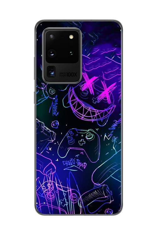 Samsung Galaxy S20 Ultra Uyumlu Şeffaf Kılıf Graffiti 4 Tasarımlı