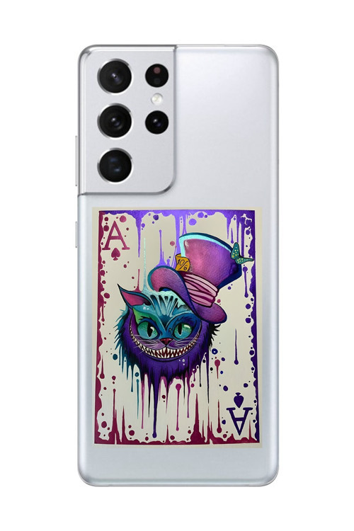 Galaxy S21 Ultra Uyumlu Şeffaf Kılıf Kartlar As 1 Tasarımlı
