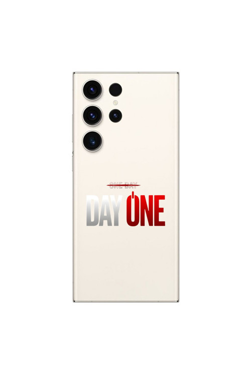 Samsung Galaxy S23 Ultra Uyumlu Şeffaf Kılıf One Day/Day One Tasarımlı