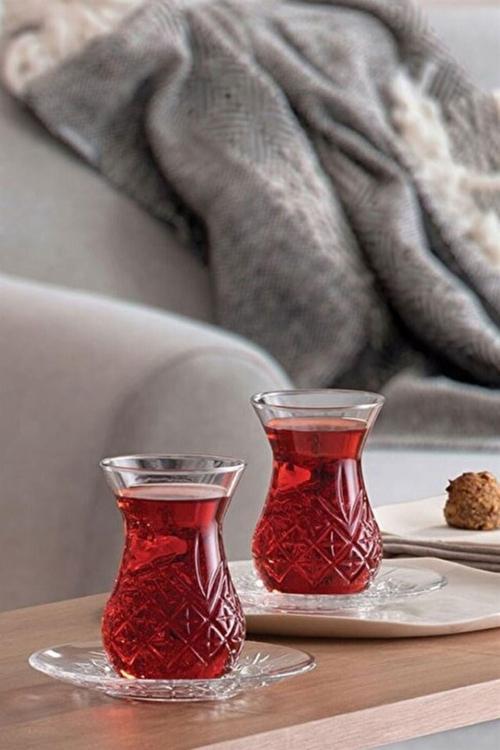 Timeless Kesme Kristal Çay Bardağı Seti Takımı 12 Parça Çay Seti 96992