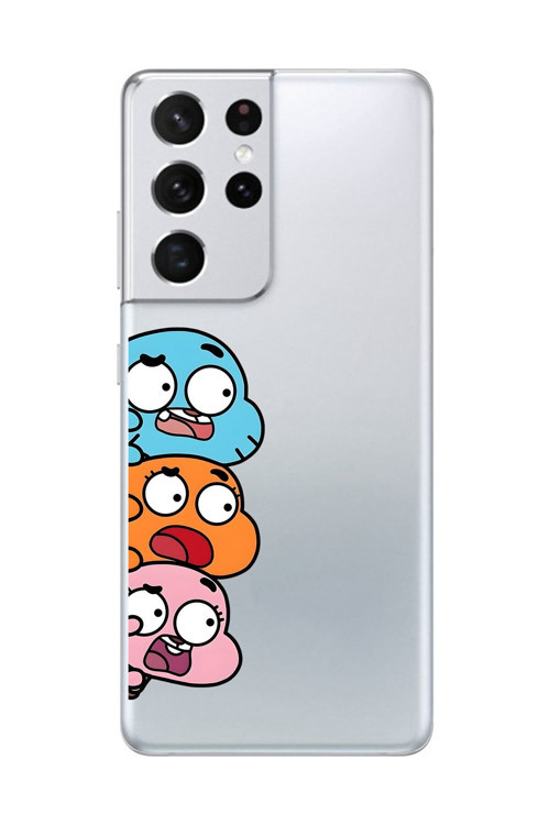 Galaxy S21 Ultra Uyumlu Şeffaf Kılıf Cartoon Gumball 6 Tasarımlı