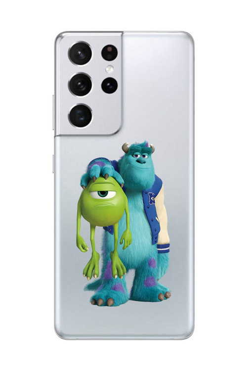 Galaxy S21 Ultra Uyumlu Şeffaf Kılıf Cartoon Sevimli Canavarlar 15 Tasarımlı