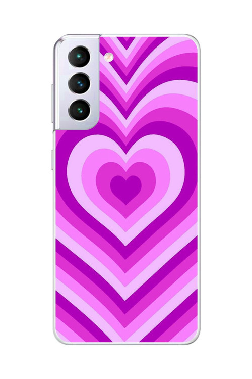 Galaxy S21+ Uyumlu Şeffaf Kılıf Kalp 2 Tasarımlı