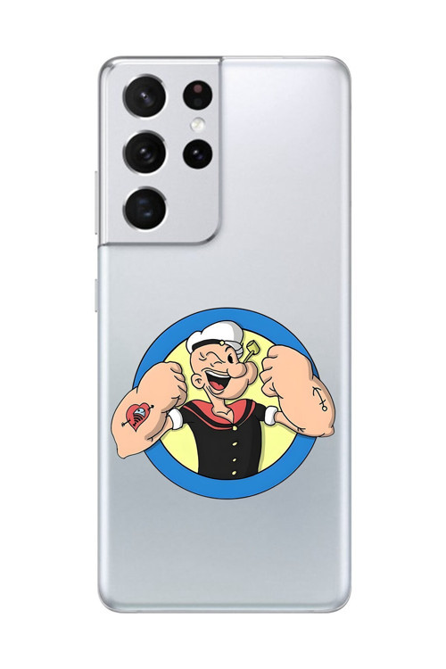 Galaxy S21 Ultra Uyumlu Şeffaf Kılıf Cartoon Popeye 12 Tasarımlı