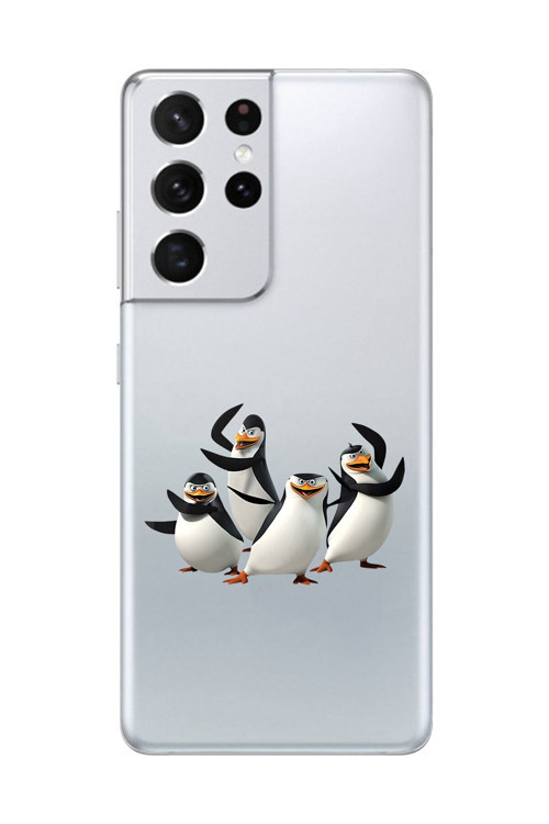 Galaxy S21 Ultra Uyumlu Şeffaf Kılıf Cartoon Madagaskar P. 8 Tasarımlı