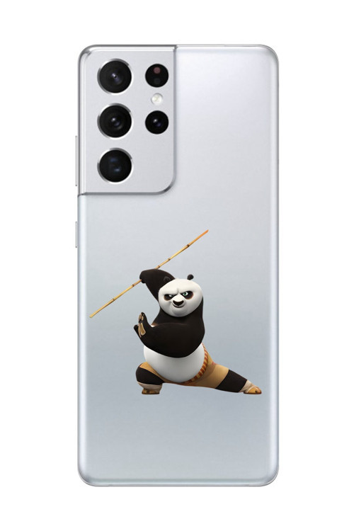 Samsung Galaxy S21 Ultra Uyumlu Şeffaf Kılıf Cartoon Kung Fu Po 7 Tasarımlı