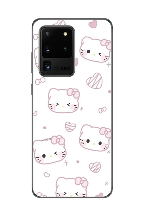 Samsung Galaxy S20 Ultra Uyumlu Şeffaf Kılıf Hello Kitty Tasarımlı