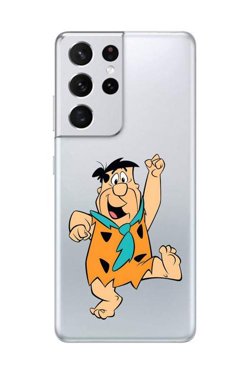 Galaxy S21 Ultra Uyumlu Şeffaf Kılıf Cartoon Çakmaktaş 3 Tasarımlı