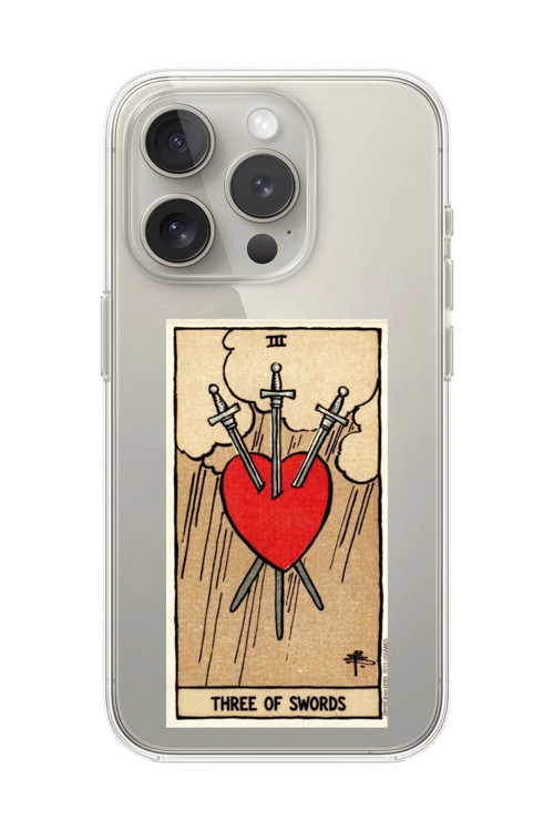 İphone 16 Pro Max Uyumlu Şeffaf Kılıf Three Of Swords Tasarımlı