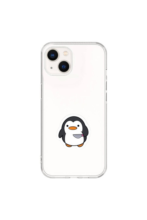 İphone 13 Mini Uyumlu Şeffaf Kılıf Couple Penguen 2 Tasarımlı
