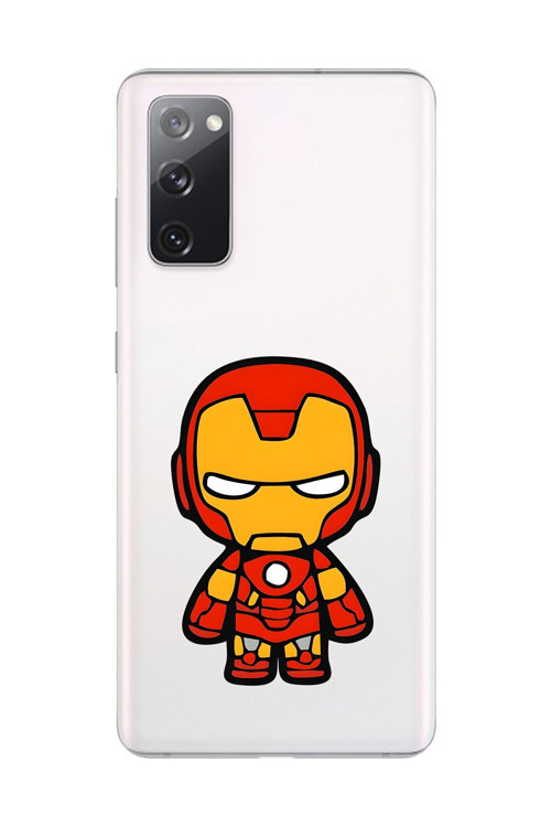 Galaxy S20 Fe Uyumlu Şeffaf Kılıf Chibi Iron-Man 2 Tasarımlı