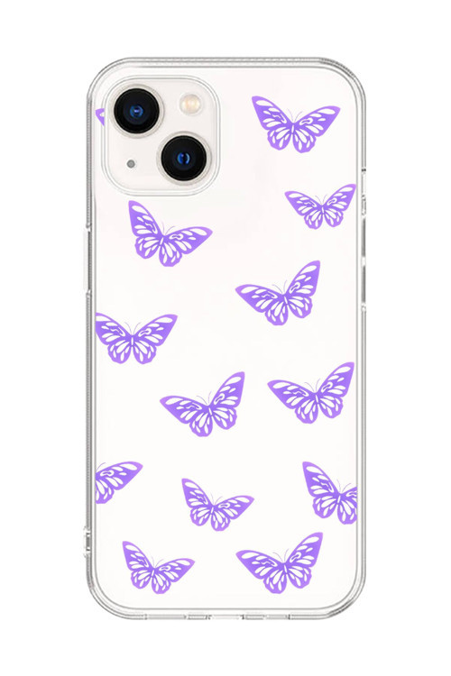 İphone 13 Uyumlu Şeffaf Kılıf Şeffaf Şeffaf Kelebek 4 Tasarımlı