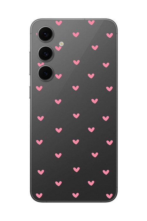 Galaxy S24 Fe Uyumlu Şeffaf Kılıf Şeffaf Kalp 1 Tasarımlı