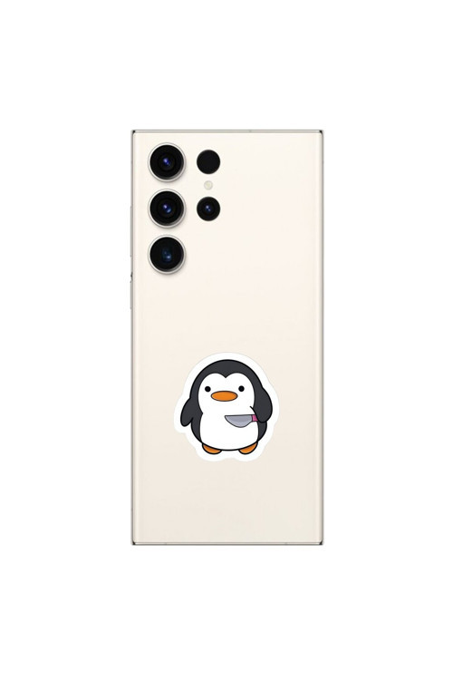 Samsung Galaxy S23 Ultra Uyumlu Şeffaf Kılıf Couple Penguen 2 Tasarımlı