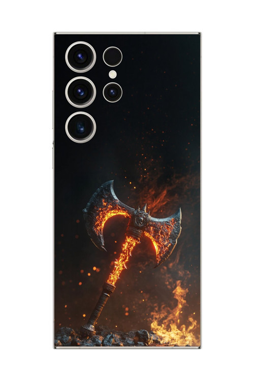 Samsung Galaxy S23 Ultra Uyumlu Şeffaf Kılıf Balta Tasarımlı