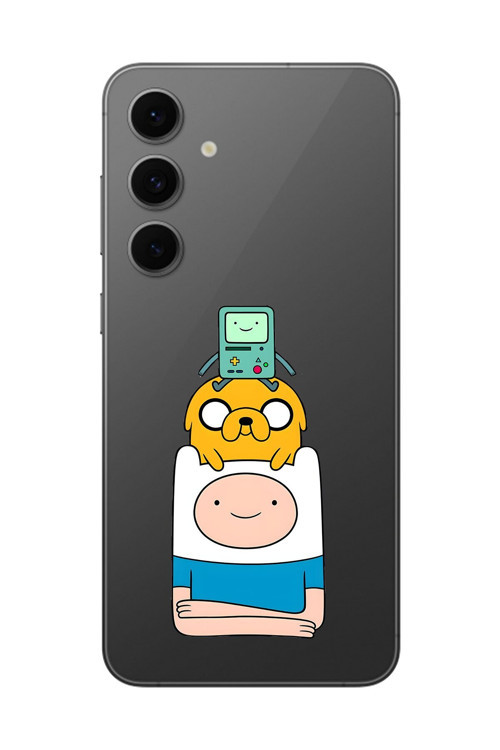 Galaxy S24 Fe Uyumlu Şeffaf Kılıf Cartoon Adventure Time 1 Tasarımlı