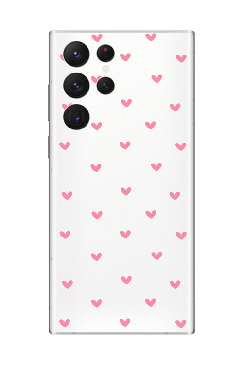 Galaxy S22 Ultra Uyumlu Şeffaf Kılıf Şeffaf Kalp 1 Tasarımlı