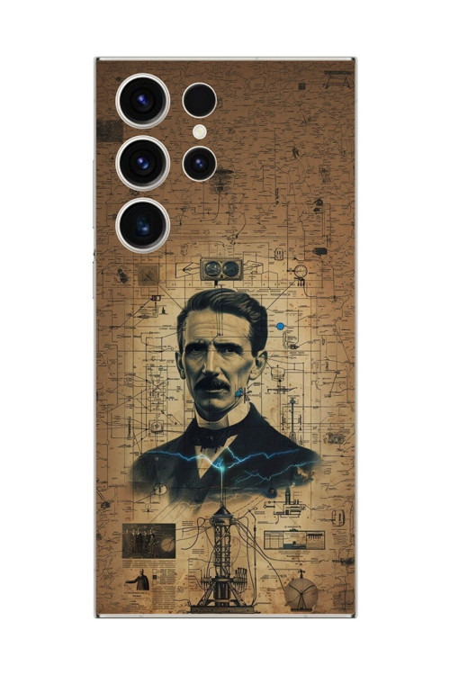 Samsung Galaxy S23 Ultra Uyumlu Şeffaf Kılıf Nicola Tesla Tasarımlı