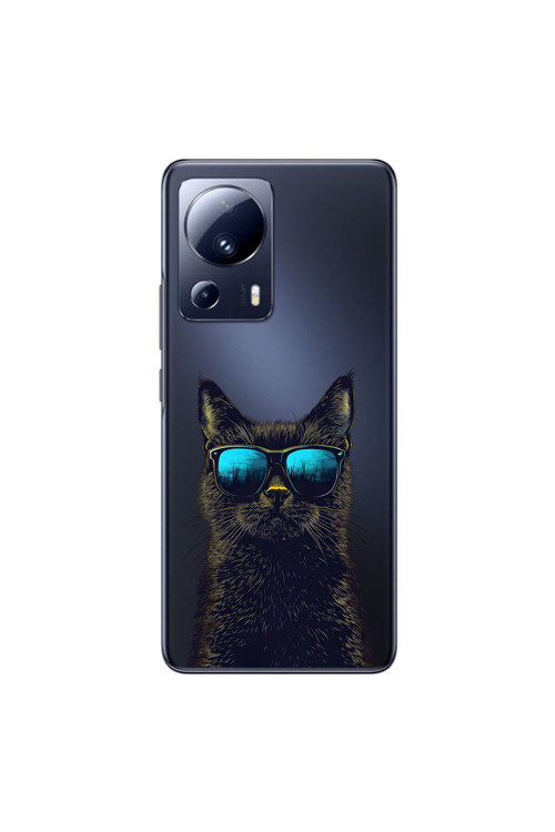 Xiaomi Mi 13 Lite Uyumlu Şeffaf Kılıf Cool Kedi Tasarımlı