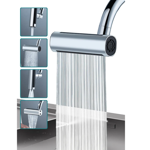 Tasarruflu 4 Modlu Şelale Ayarlanabilir Musluk Başlığı Mutfak Banyo Perlatör Evye Lavabo Bataryası