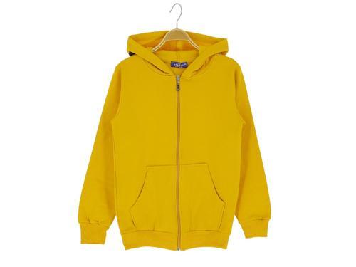 ARKA BASKILI KAPÜŞONLU İKİ İPLİK FERMUARLI SWEATSHIRT - Hardal - 5 Yaş - ATA30677.0-Hardal-5 Yaş Hardal