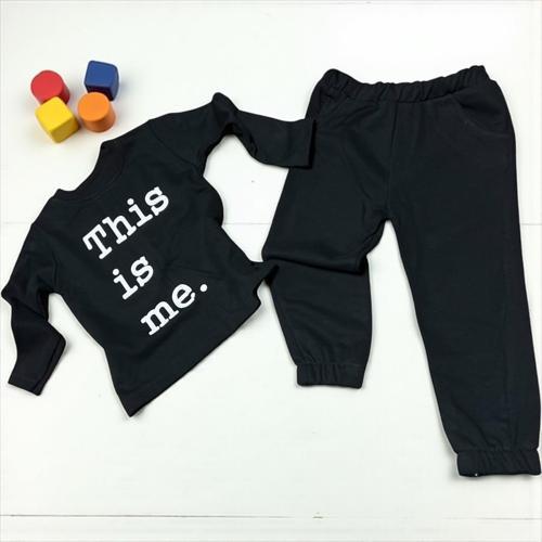 ÖN YAZILI BİSİKLET YAKA ALT ÜST TAKIM - Siyah - 4 Yaş Siyah