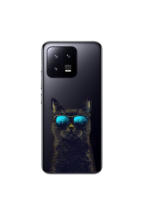 Xiaomi Mi 13 Uyumlu Şeffaf Kılıf Cool Kedi Tasarımlı