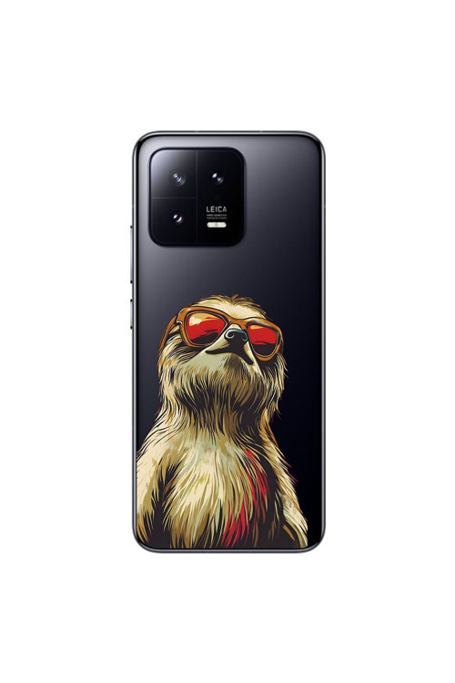 Xiaomi Mi 13 Uyumlu Şeffaf Kılıf Cool Tembel Hayvan Tasarımlı
