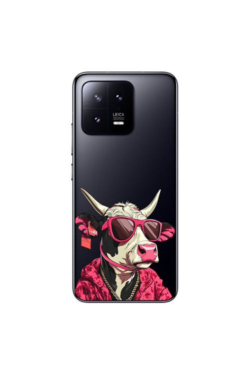 Xiaomi Mi 13 Uyumlu Şeffaf Kılıf Cool İnek Tasarımlı