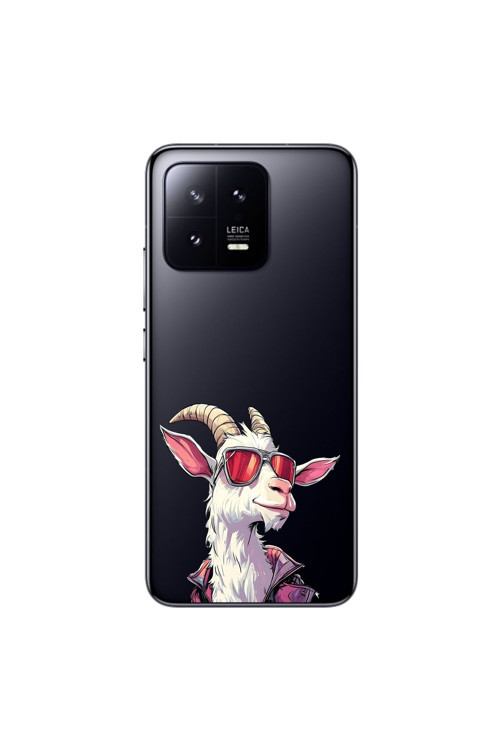 Xiaomi Mi 13 Uyumlu Şeffaf Kılıf Cool Keçi Tasarımlı