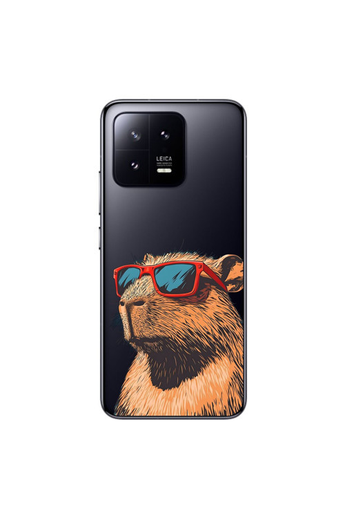 Xiaomi Mi 13 Uyumlu Şeffaf Kılıf Cool Kapibara Tasarımlı
