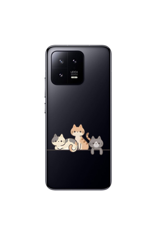 Xiaomi Mi 13 Pro Uyumlu Şeffaf Kılıf Kedişler 4 Tasarımlı