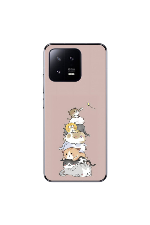 Xiaomi Mi 13 Pro Uyumlu Şeffaf Kılıf Kedişler 1 Tasarımlı
