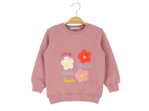 PAPATYA DAISY NAKIŞLI İKİ İPLİK SWEATSHIRT - Gül Kurusu - 4 Yaş - NSL411-Gül Kurusu-4 Yaş Gül Kurusu