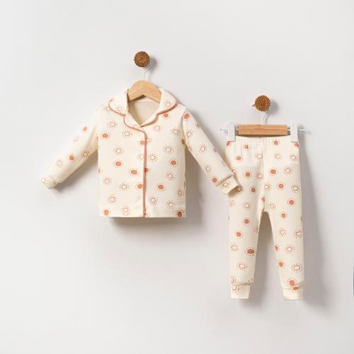GÜNEŞ DESENLİ BEBE YAKA PİJAMA TAKIMI - BC-2413-Nar Çiçeği-6 - 9 Ay Nar Çiçeği