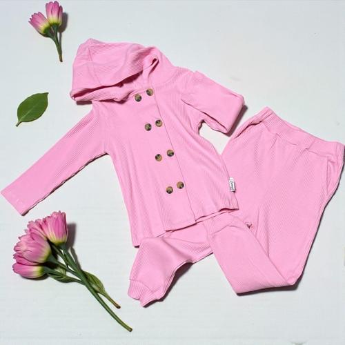 KAPÜŞONLU FİTİLLİ PENYE İKİLİ TAKIM - PRL1404-Pembe-2 Yaş Pembe