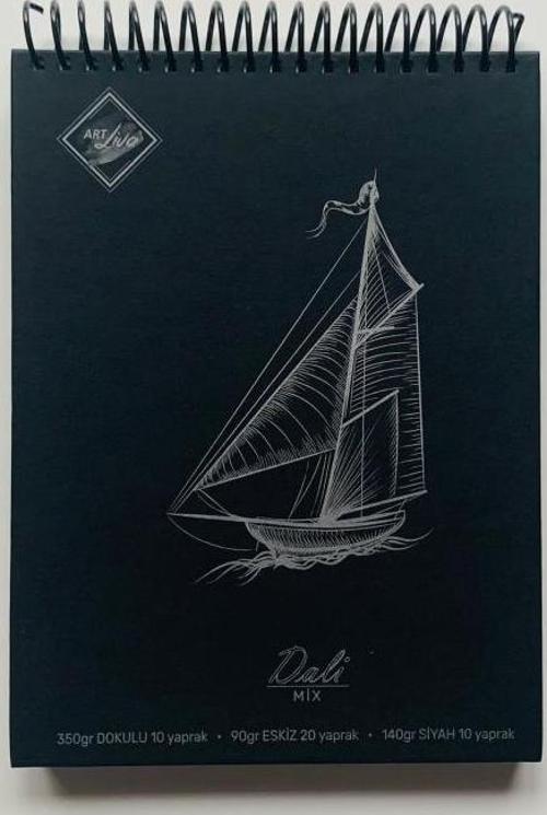 Dali Mix Sanatsal Dokulu Spiralli Bloknot 17x24 40 Yp.