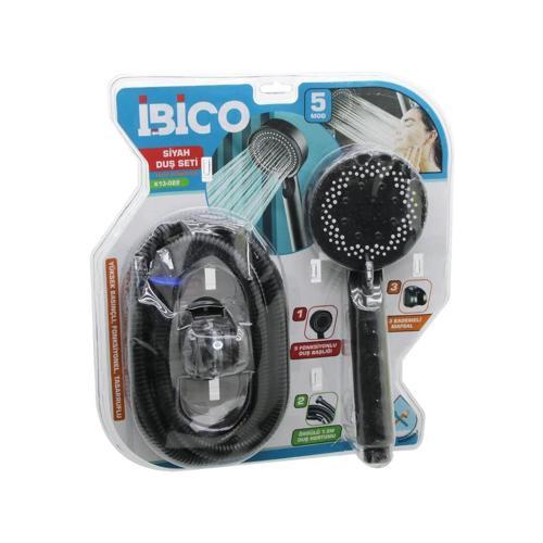 VAKUMLU - SİYAH LÜKS DUŞ SETİ DUŞ BAŞLIK=5 MOD=FONKSİYON ÖRGÜLÜ HORTUM=1.5MT MAFSAL=3 KADEME (5365)