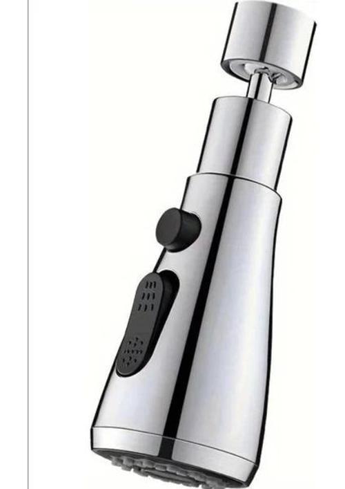 360 DERECE DÖNEBİLEN- 3 MOD  KROM YAĞMUR PÜSKÜRTME BORULU KUBAR MUSLUK UCU  (5365)